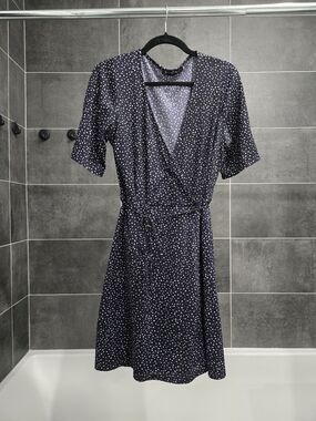 Women’s Navy Polka Dot Wrap Dress